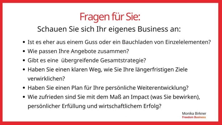 Monika Birkner: Reflexionsfragen zum fragmentierten Business Monika Birkner: Reflexionsfragen zum fragmentierten Business