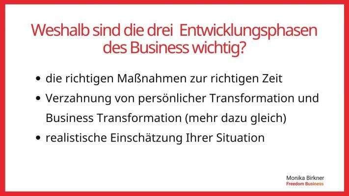 Monika Birkner: Drei Entwicklungsphasen Business warum wichtig Monika Birkner: Drei Entwicklungsphasen Business warum wichtig
